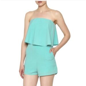 She Sky Romper Womens Medium Blue Aqua Popover Sleeveless Mermaidcore